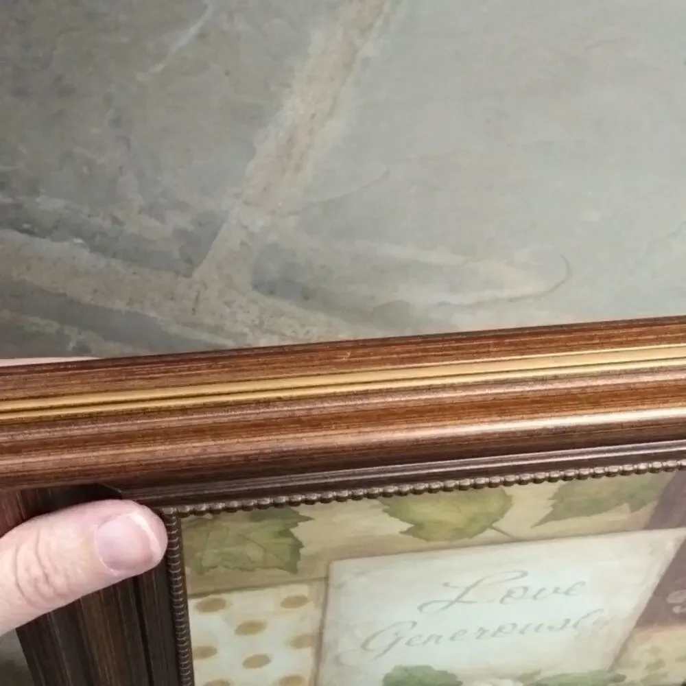 Annie LaPoint Love Generously Framed Floral Art Brown Gold Wood Frame‎ 11.5x13.5